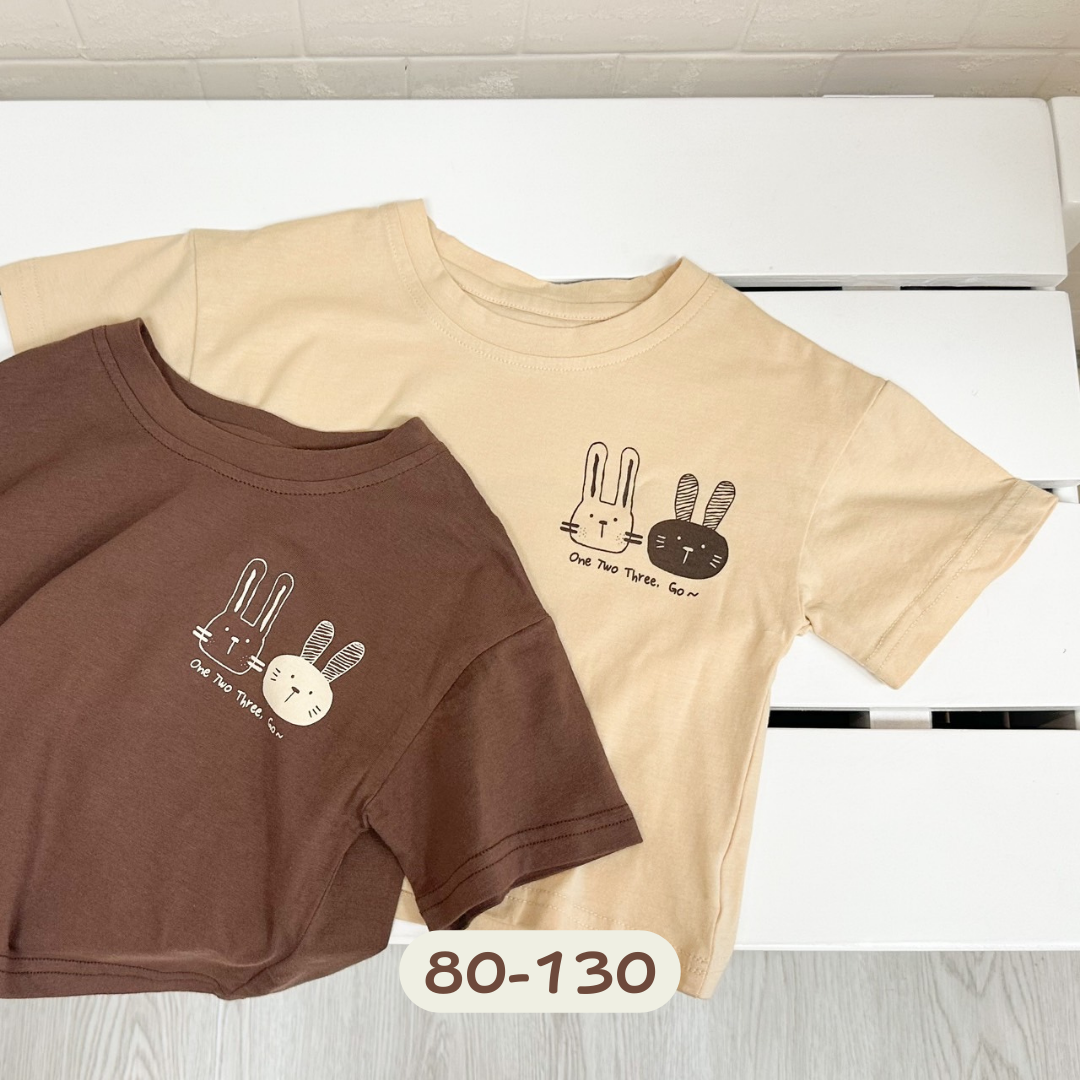 123咖啡兔-兒童夏季短袖上衣(90-140)