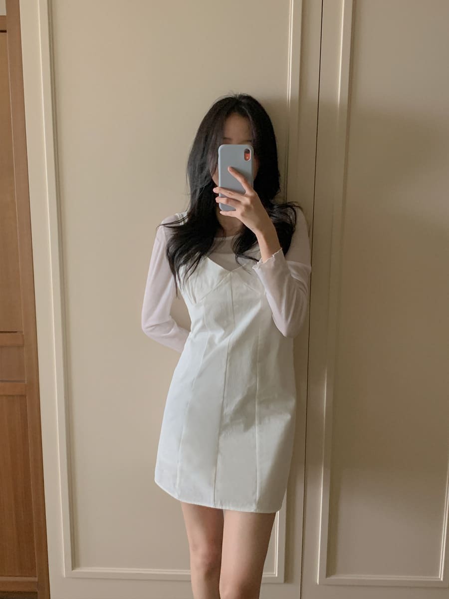 韓國Cherrykoko授權 簡約情調純棉線條感細肩洋裝