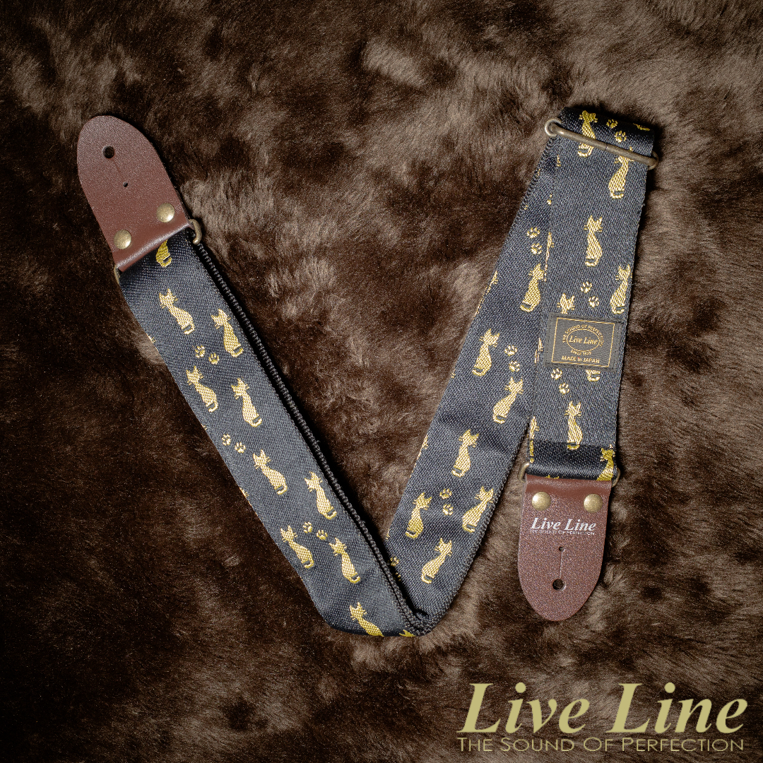 日本製造 Live Line Tatami-Beri 系列 榻榻米編織 LST28CAT 貓咪圖案 背帶