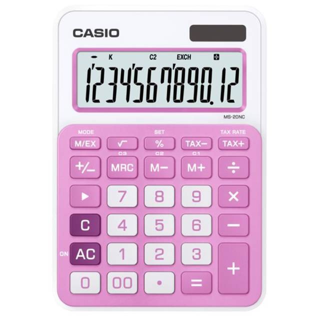 卡西歐 CASIO ｜ MS-20NC-PK 12位元計算機-粉紅/白