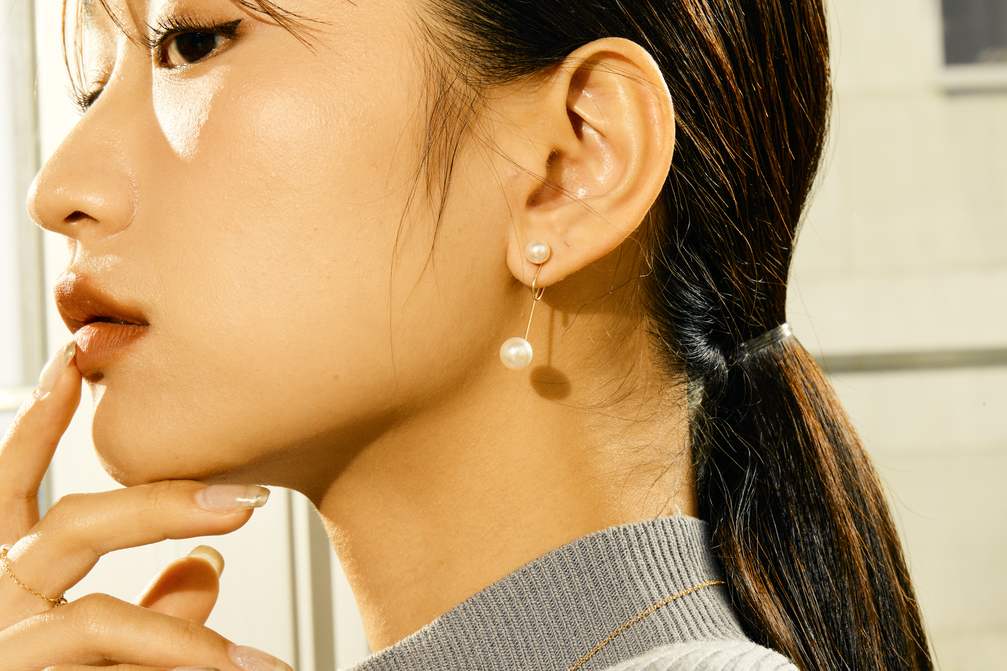 E819 | 14KGF雙珍珠夾式耳環