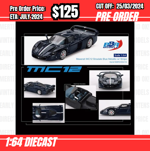 RS-$143 * BBR * 1:64 Maserati MC12 Stradale Blue Metallic w/ Stripe [OD12/03]