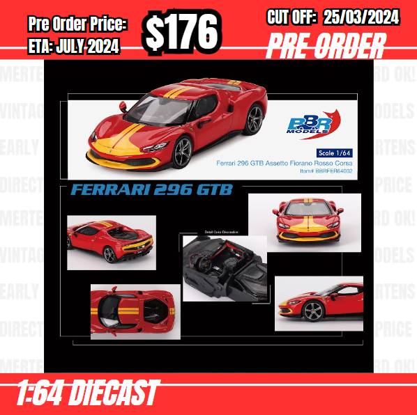 RS-$176 * BBR * 1:64 Ferrari 296 GTB Assetto Fiorano Rosso Corsa   [OD12/03]