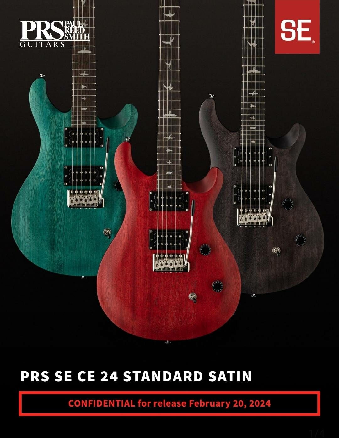 PRS SE CE24 Standard Satin 電吉他 綠松石色/木炭色/復古櫻桃色 雙雙 小搖座 可切單