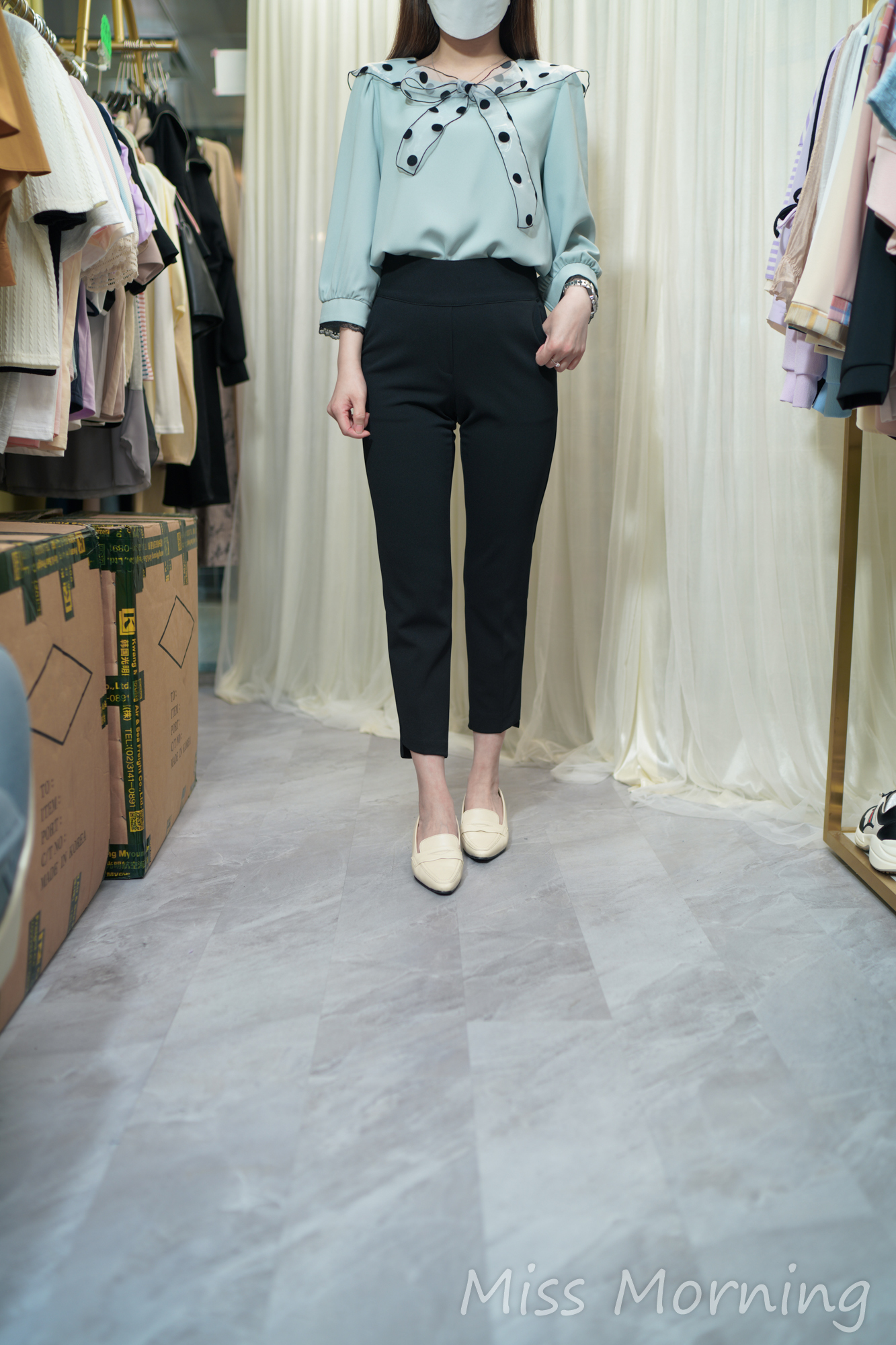 波點領雪紡上衣(13758)&包腩顯瘦西褲(33706)