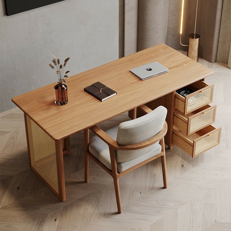 木質藤編辦公桌