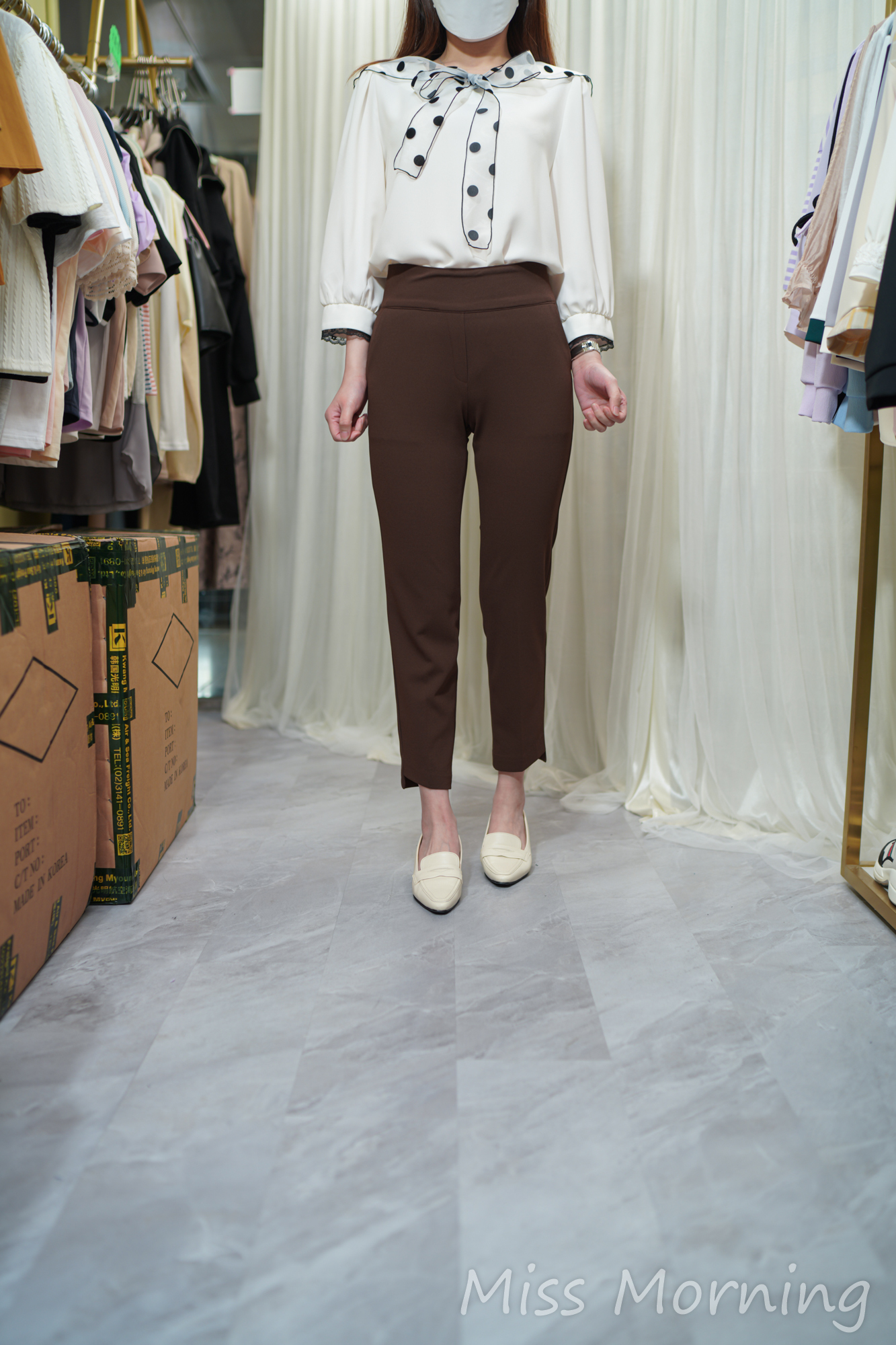 波點領雪紡上衣(13758)&包腩顯瘦西褲(33706)