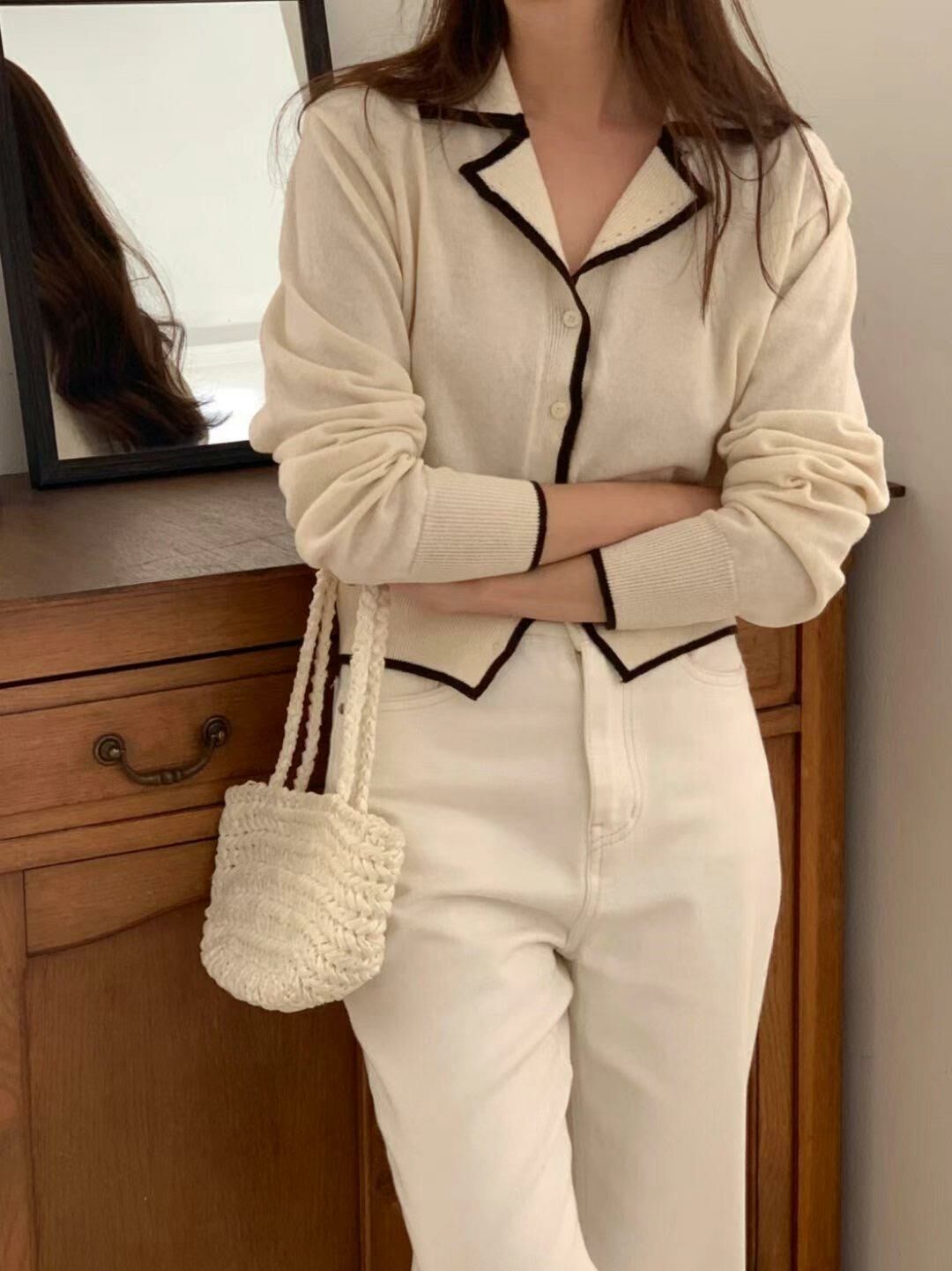 TOP#14318🤎併色溫柔地美針織