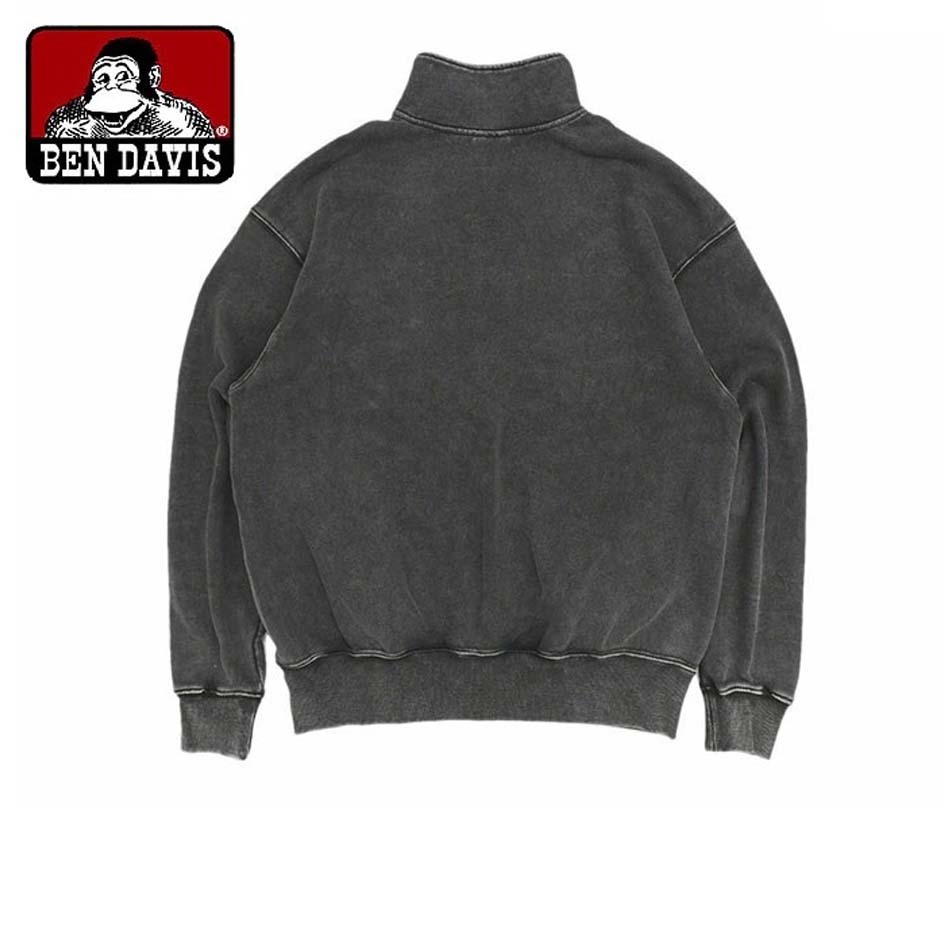 【 BEN DAVIS | FADED HALF ZIP半拉鍊水洗復古運動衫 - 黑 】