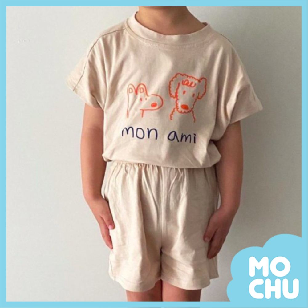 米色小狗休閒套裝