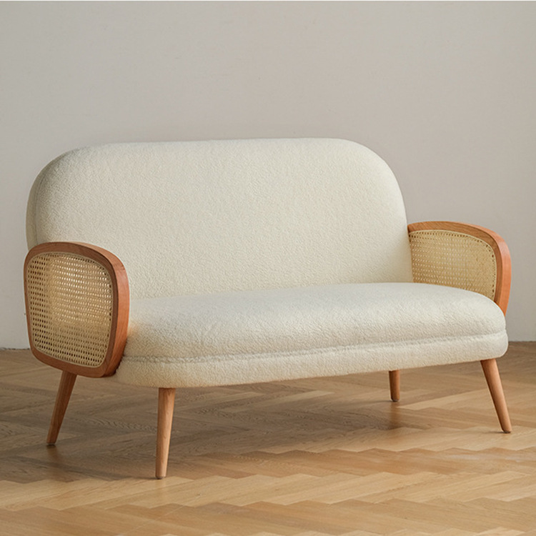 藤編扶手絨毛沙發