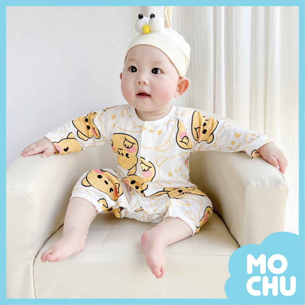 竹纖維春夏長袖連身衣-小熊寶