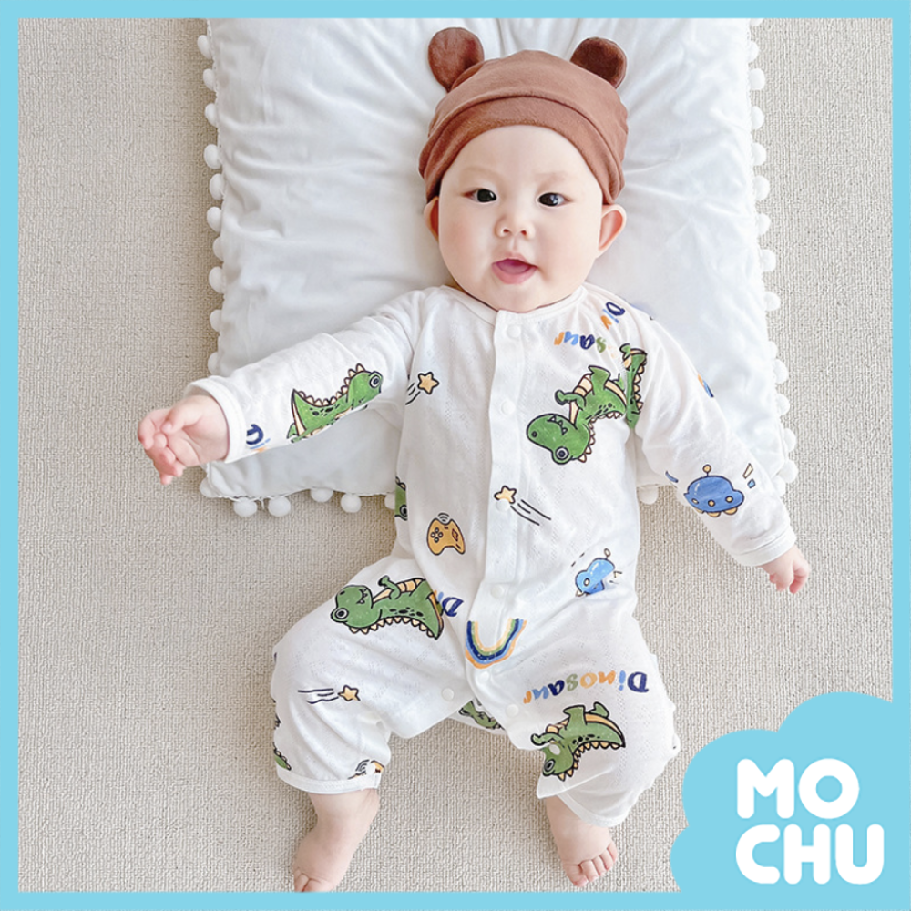 竹纖維春夏長袖連身衣-小綠龍