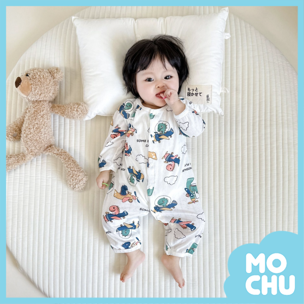 竹纖維春夏長袖連身衣-飛機龍