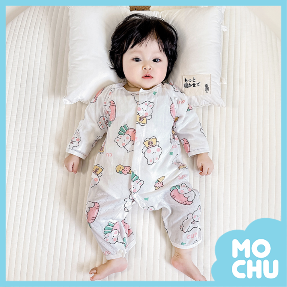 竹纖維春夏長袖連身衣-小小兔