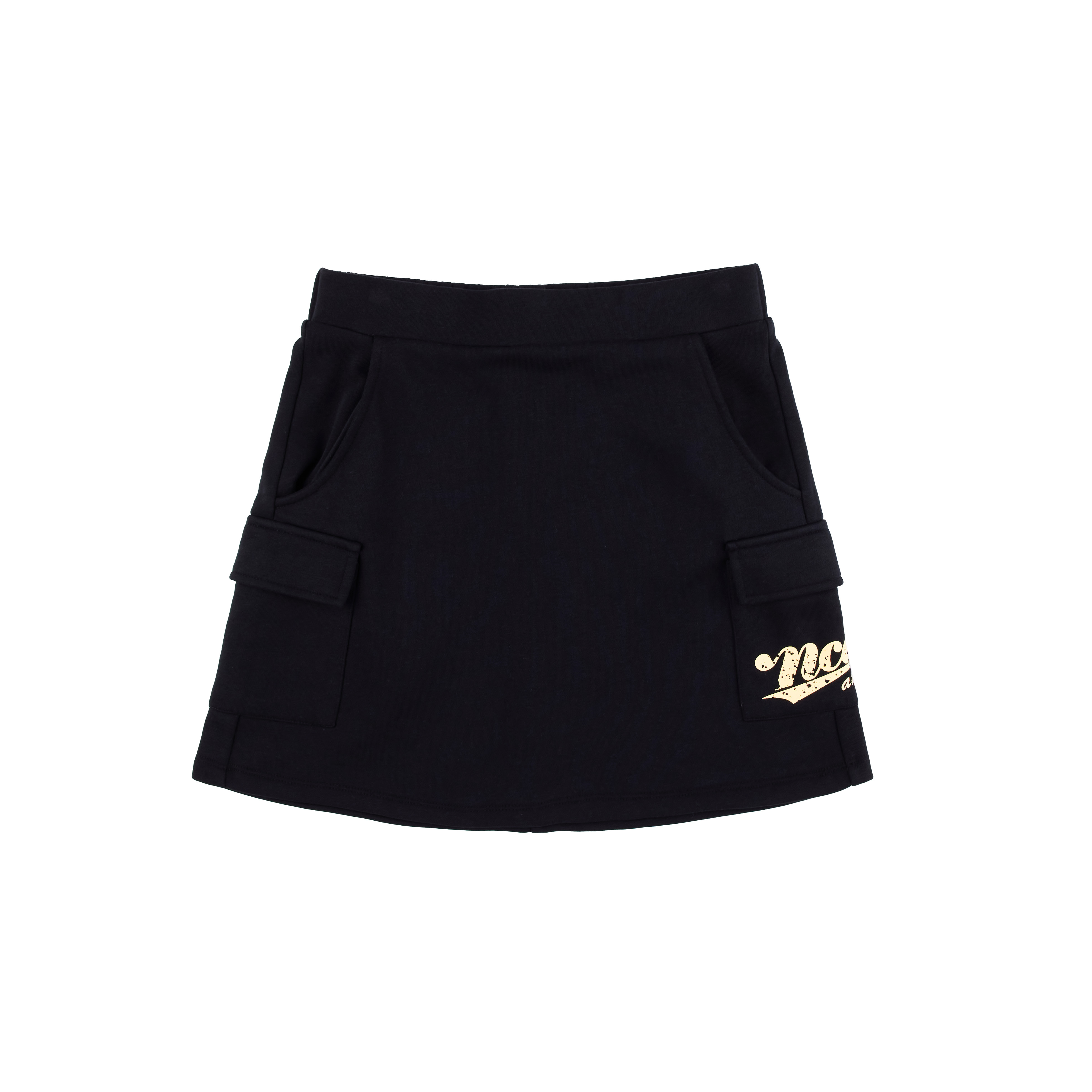 【NCAA】復古印花雙口袋短裙 - 灰/黑