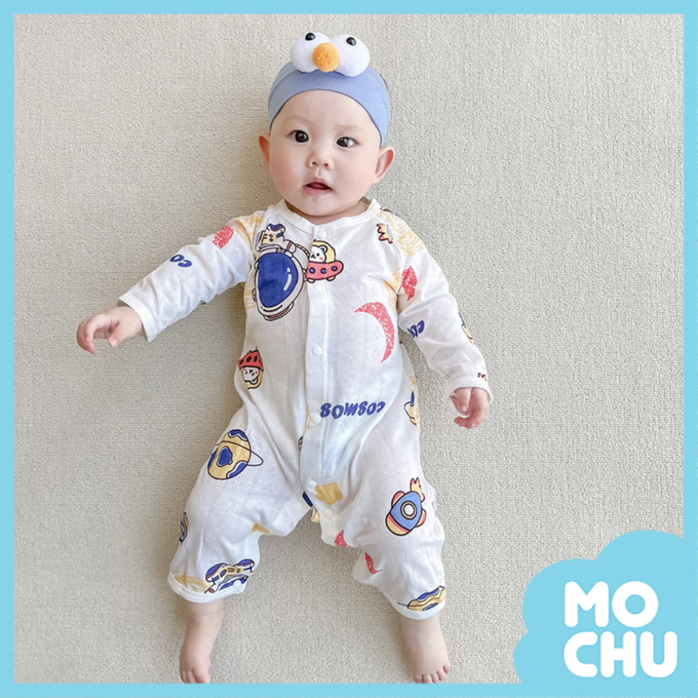 竹纖維春夏長袖連身衣-星球仔