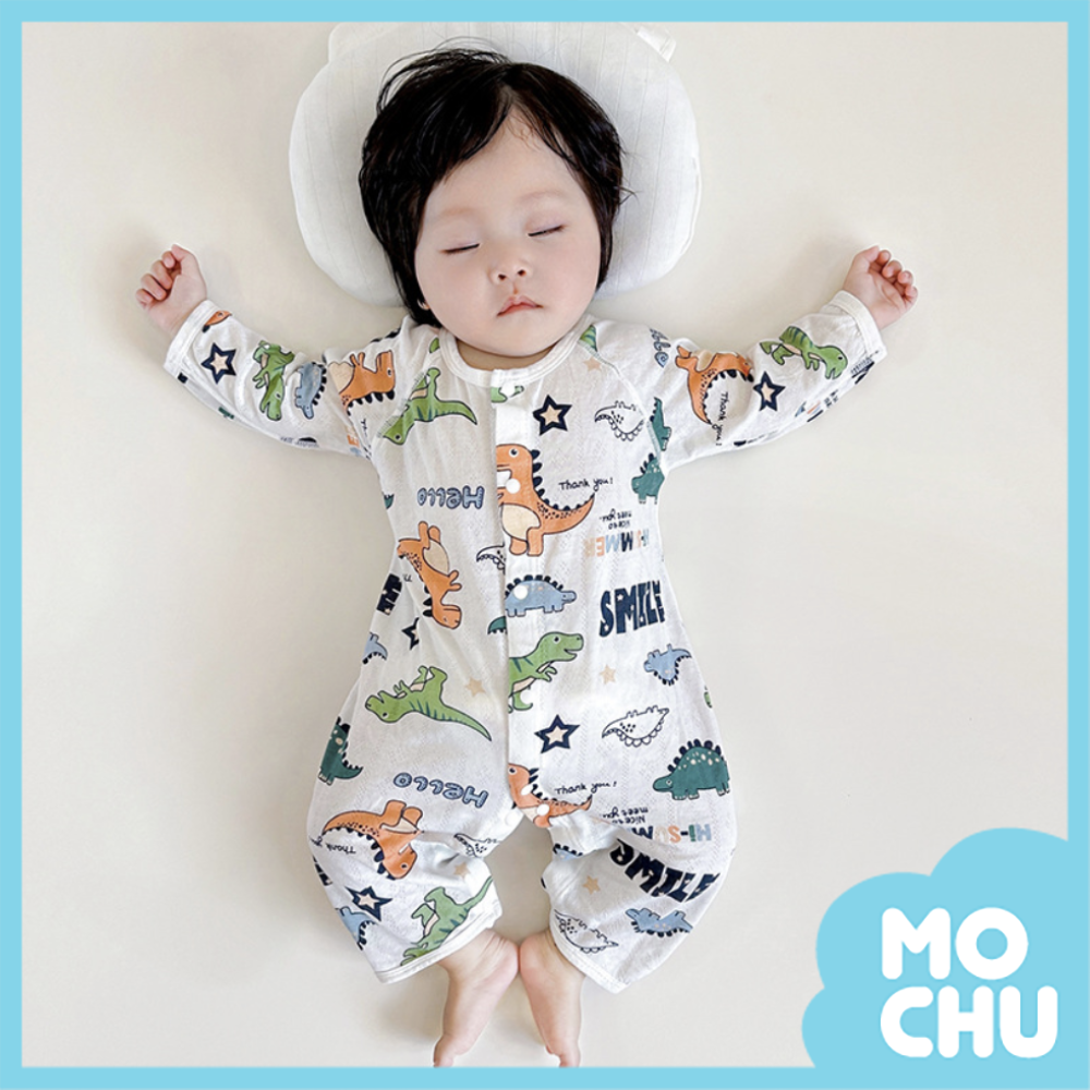 竹纖維春夏長袖連身衣-恐龍群