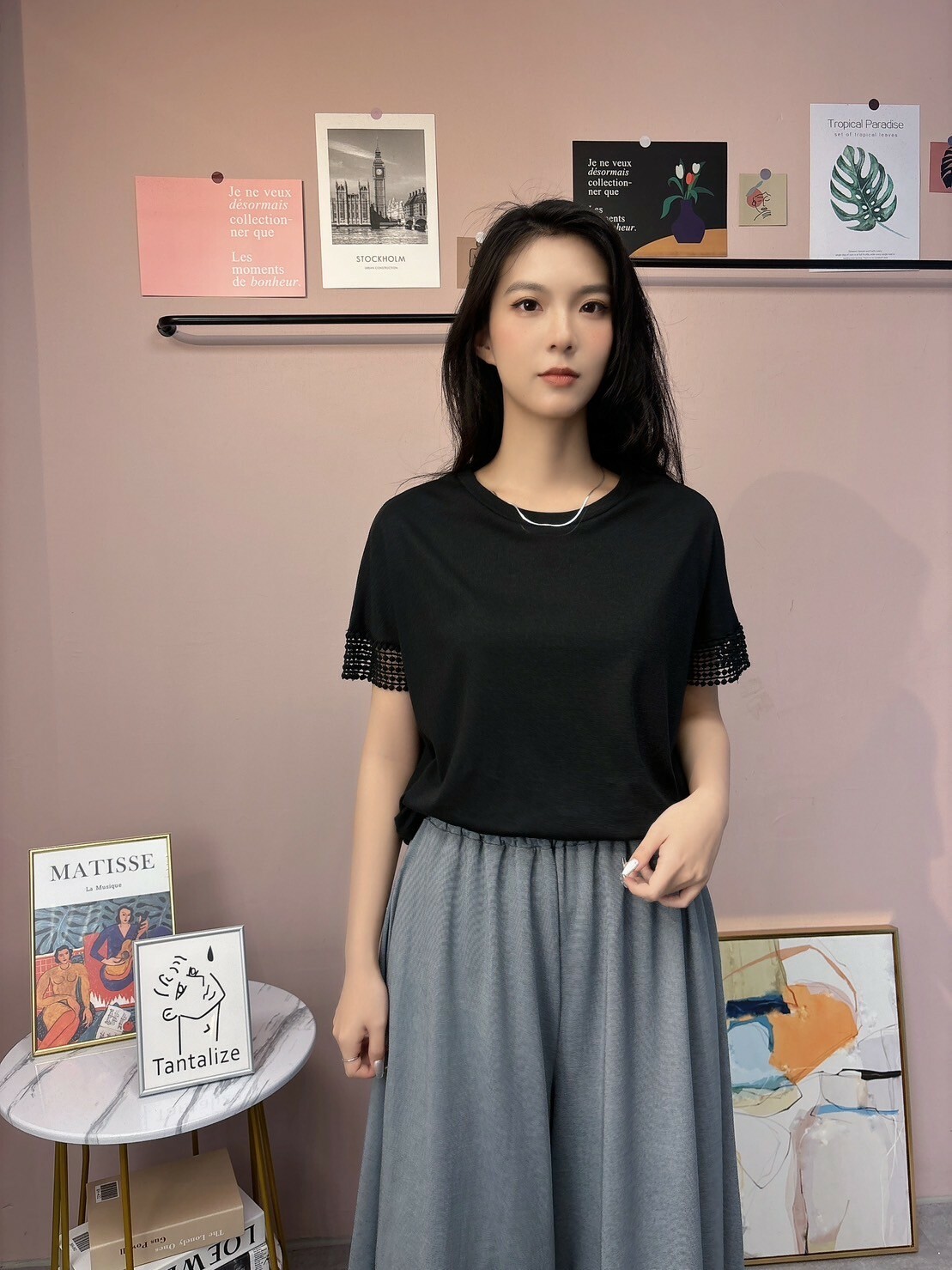 圈圈緹花繡上衣(黑)
