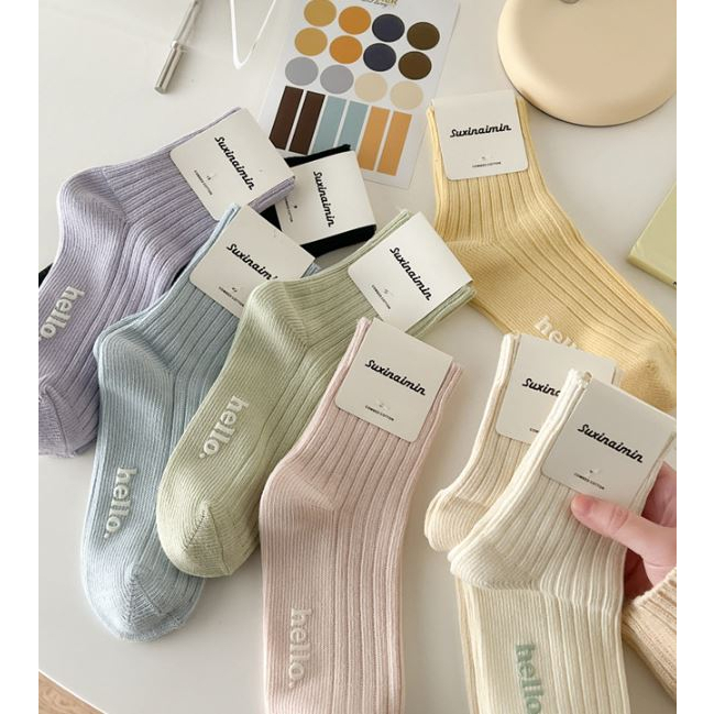 馬卡龍色系襪子
