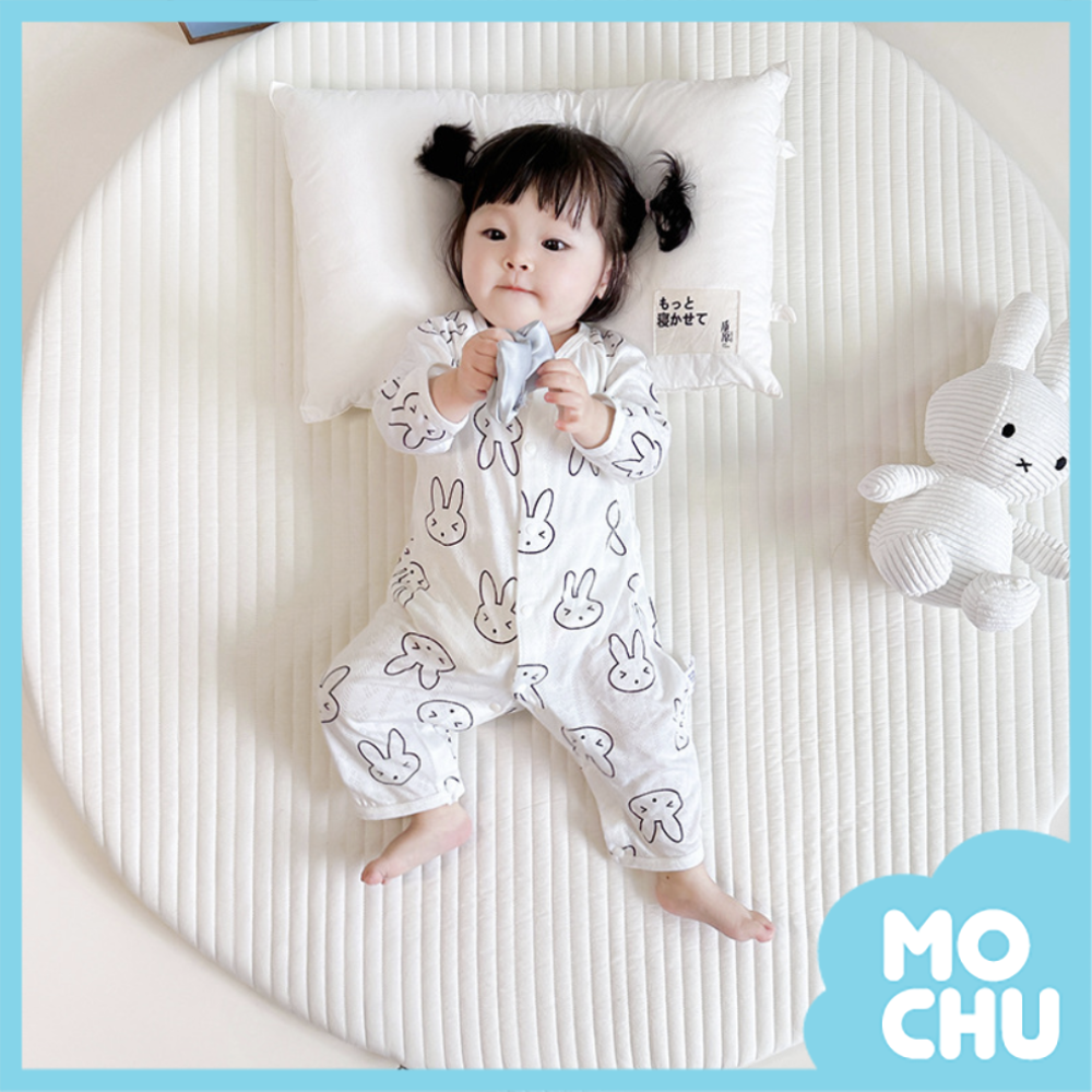 竹纖維春夏長袖連身衣-瞇眼兔