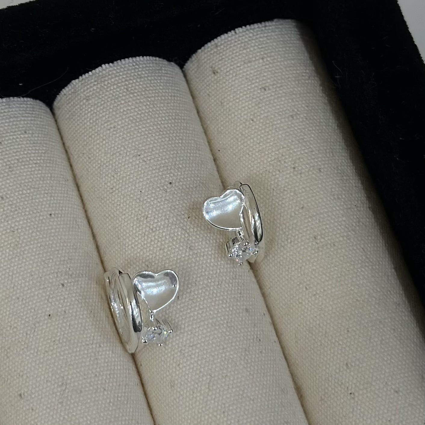 K49愛心單鑽純銀易扣