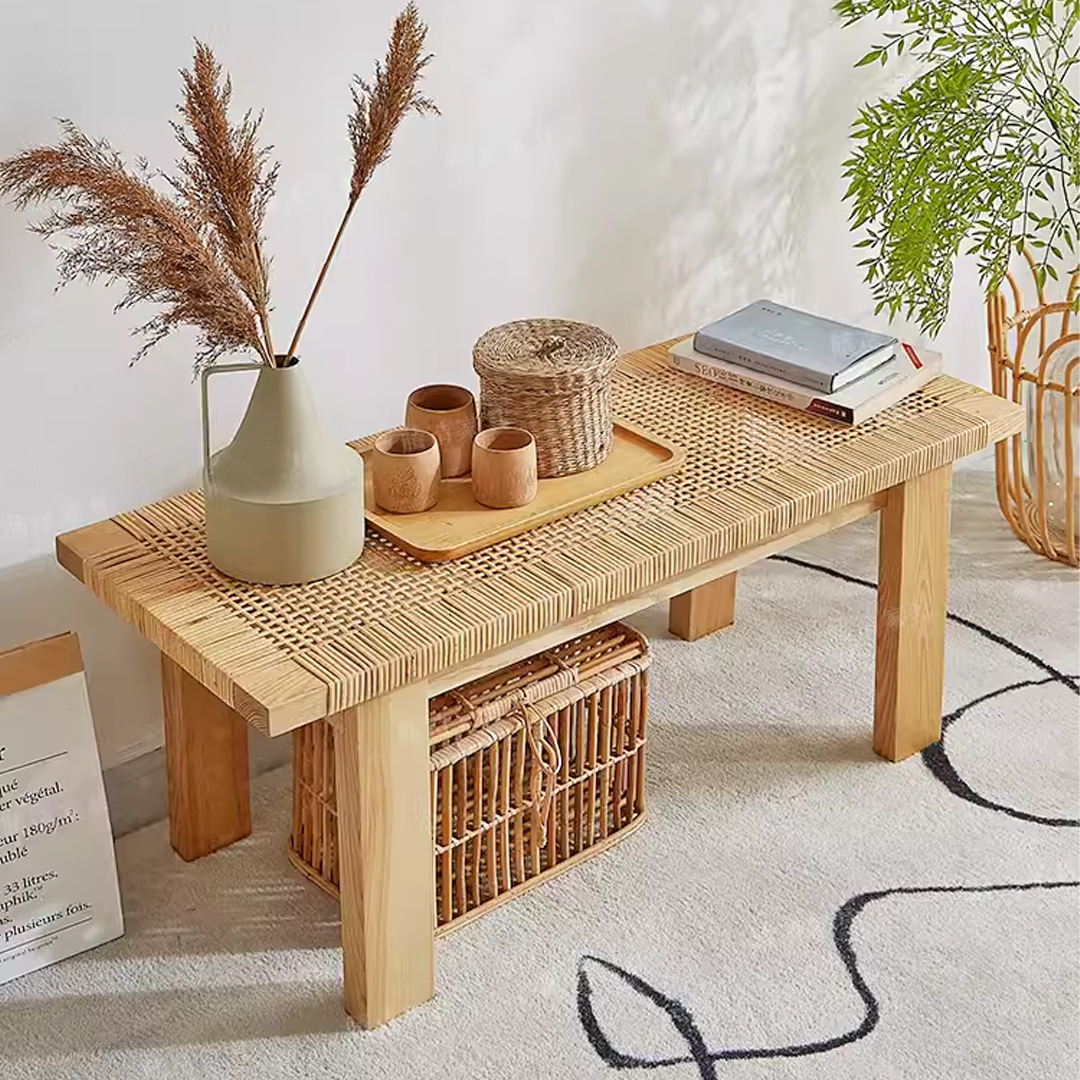 藤編邊椅/穿鞋椅