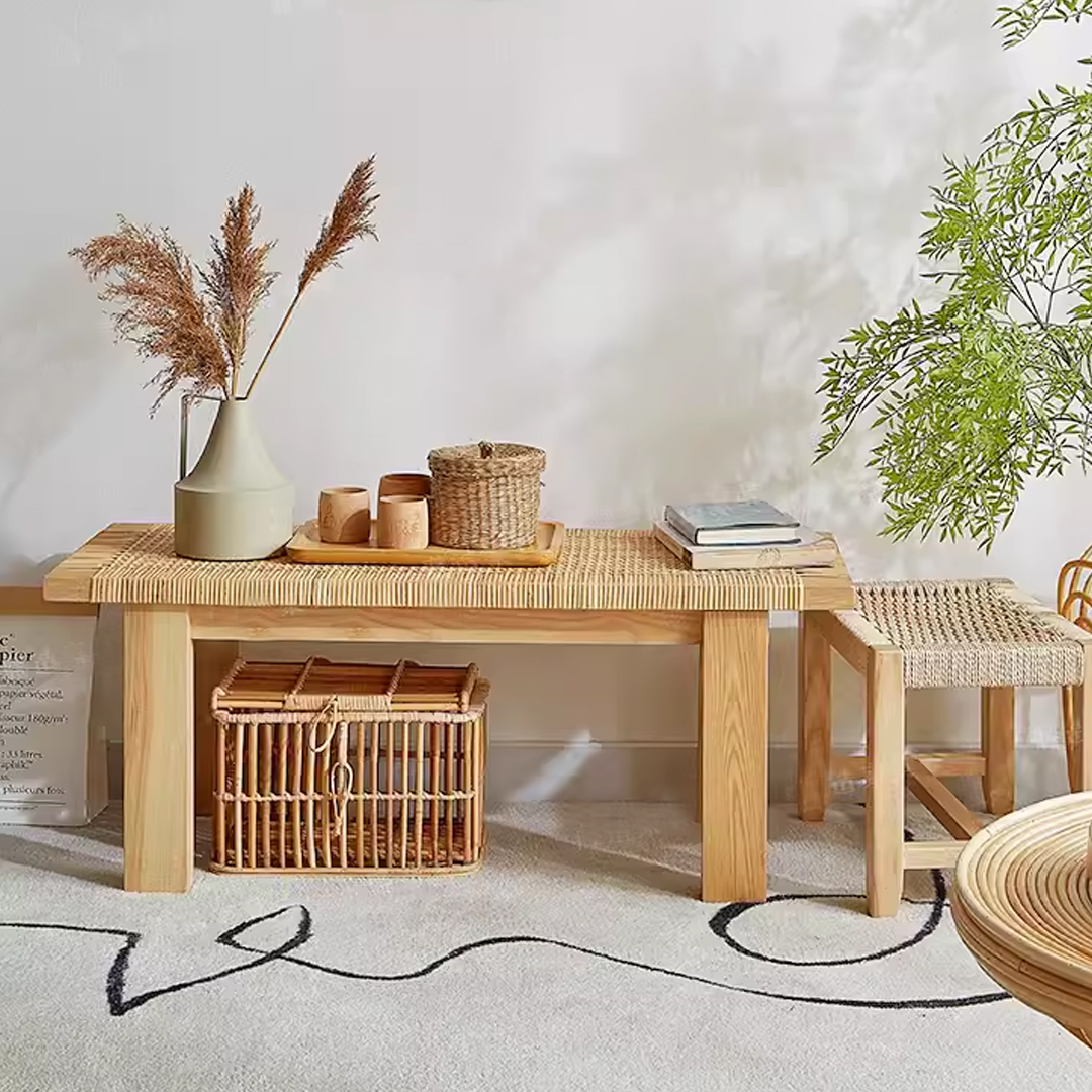 藤編邊椅/穿鞋椅