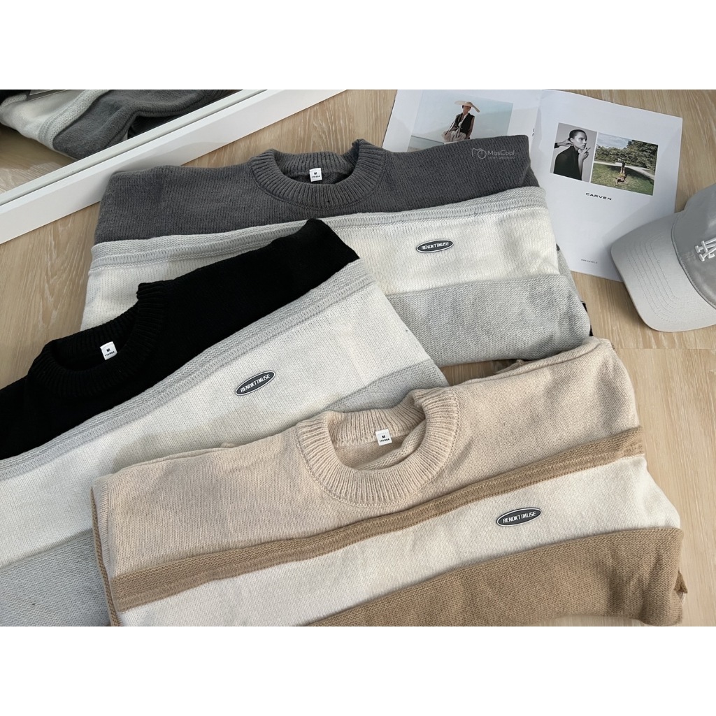 J4057 條紋撞色毛衣