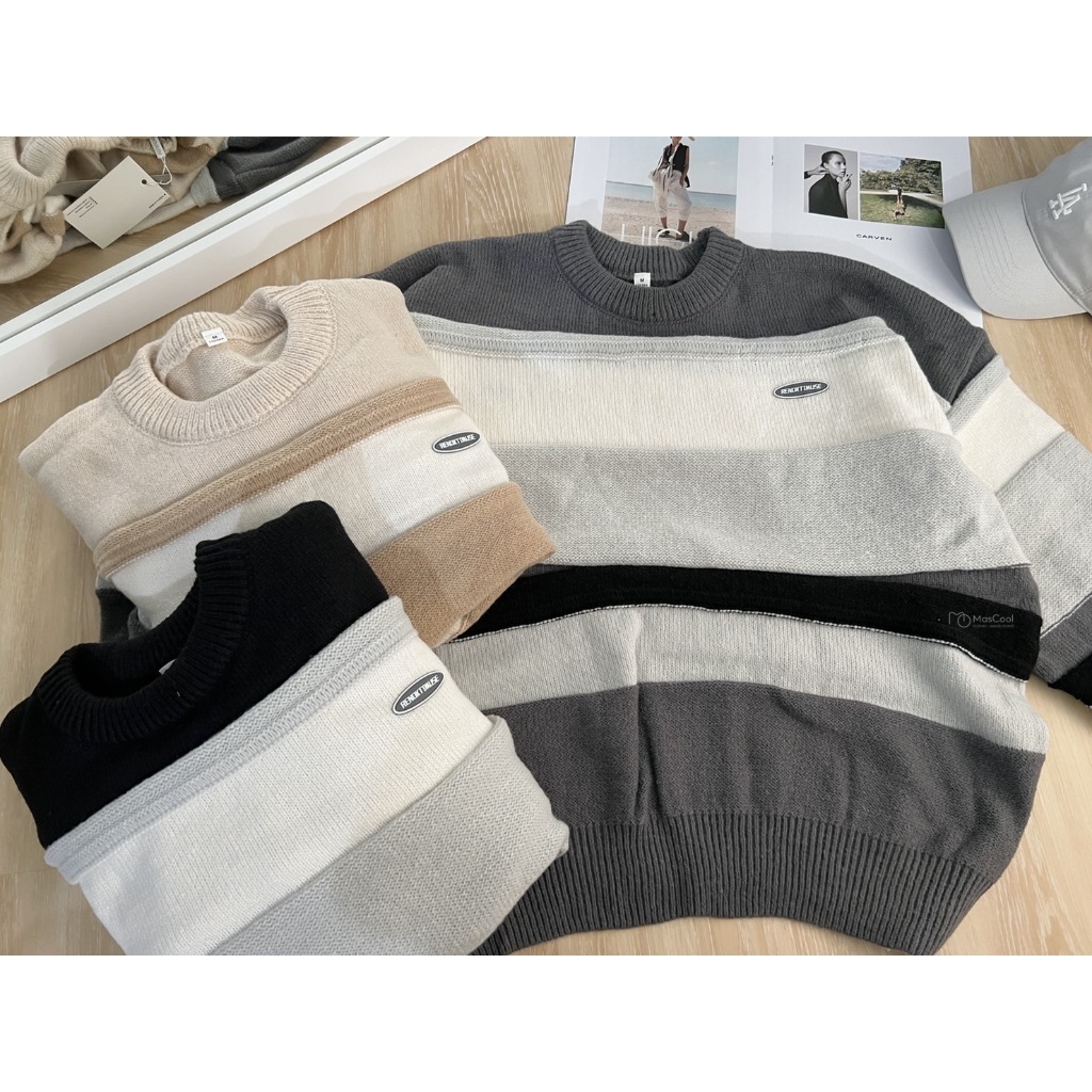 J4057 條紋撞色毛衣