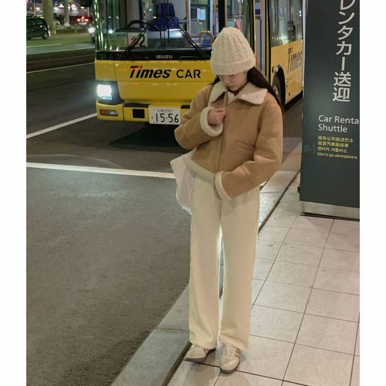 女款燈芯絨寬褲(加絨)