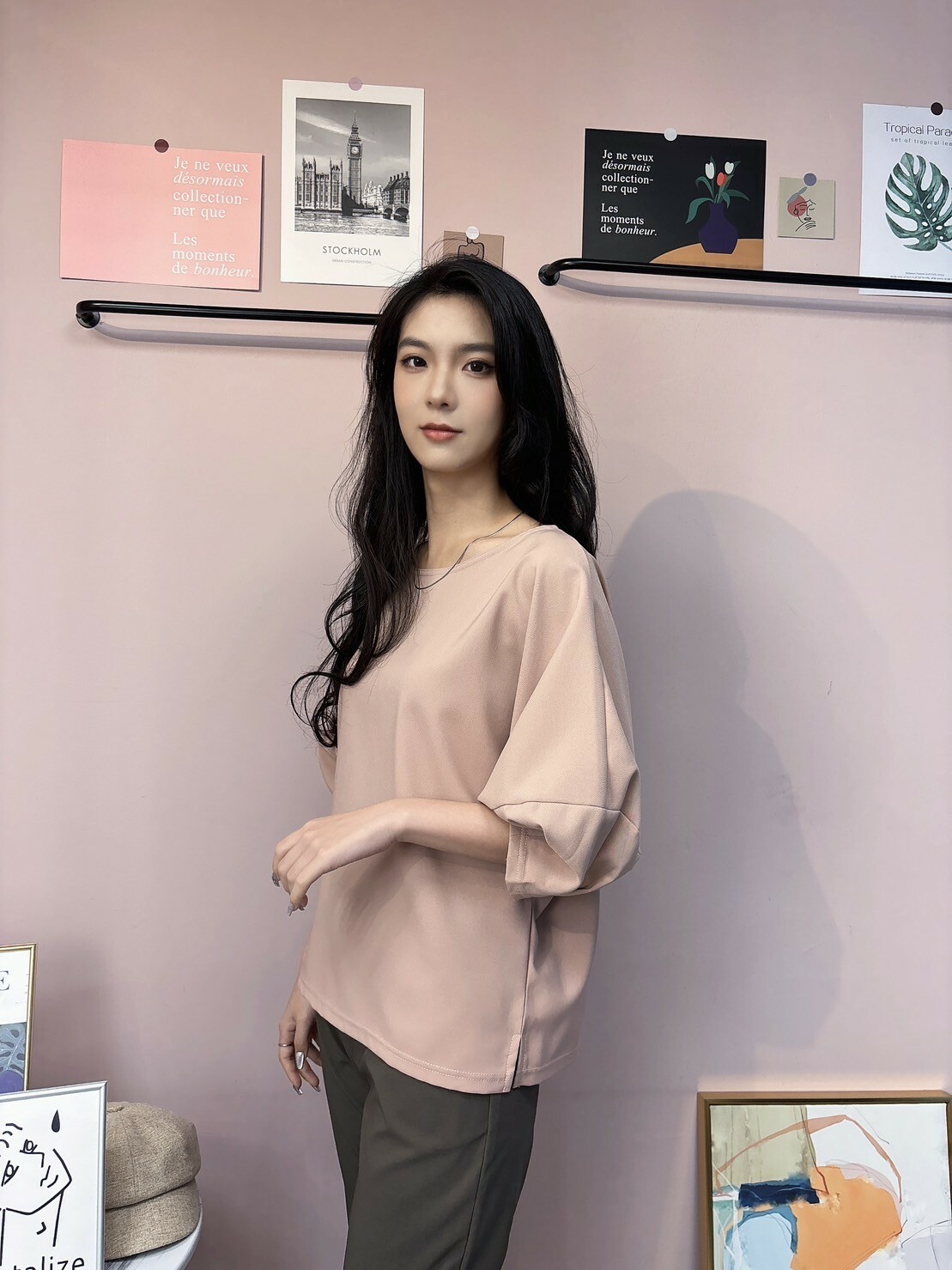 高磅澎䄂雪紡上衣(桔)