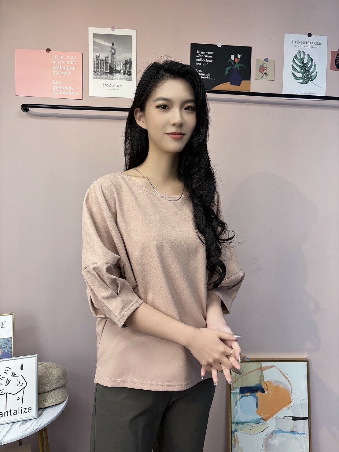 高磅澎䄂雪紡上衣(桔)
