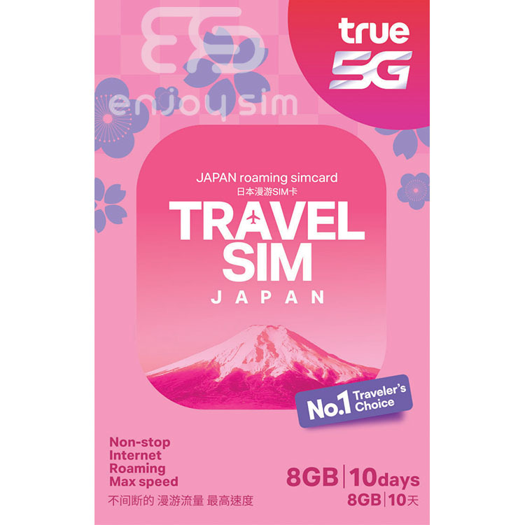True - 10日【日本】(8GB) 5G 無限上網卡日本數據卡SIM咭