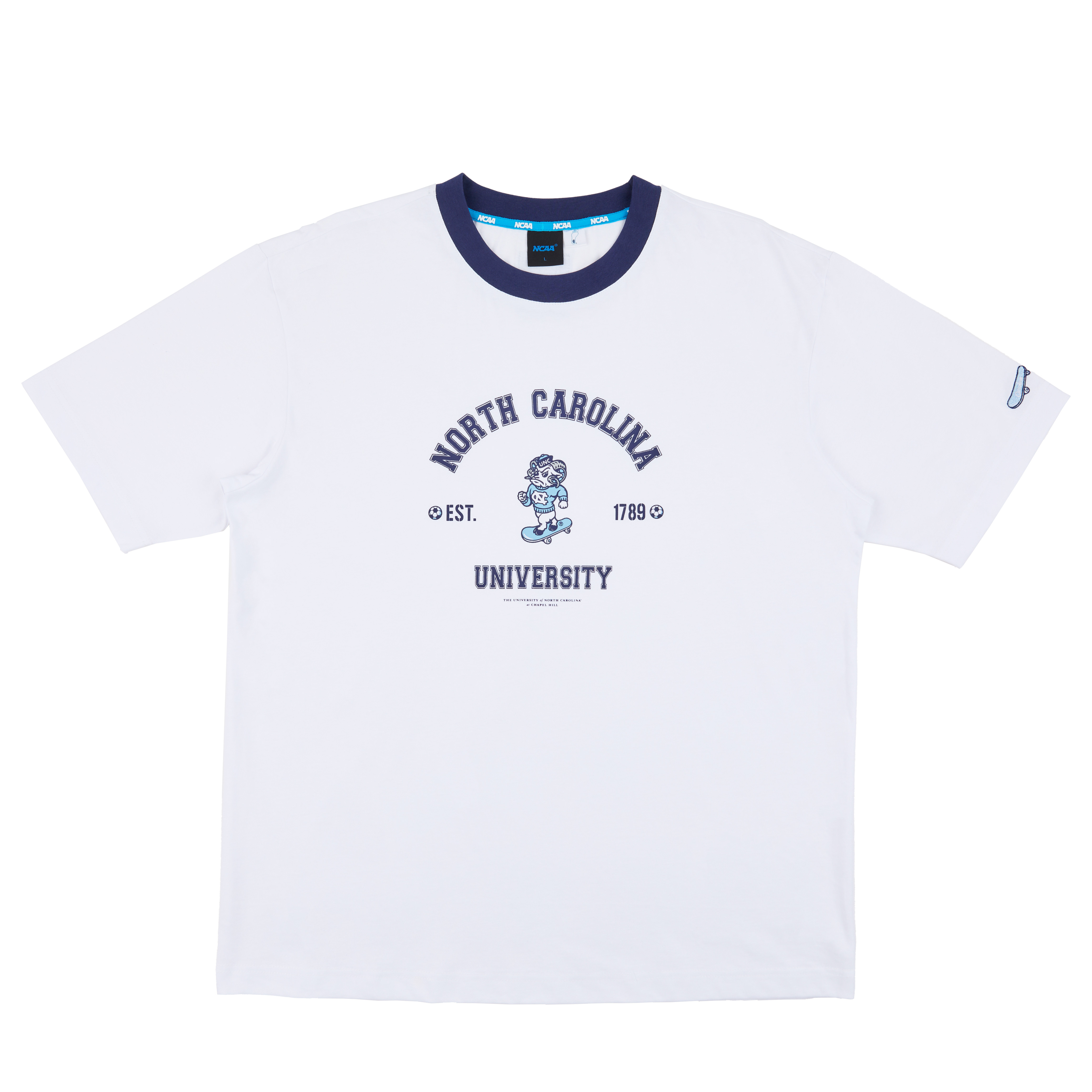 【NCAA】北卡大學 微落肩拉美西斯羊上衣 - 深藍/淺藍/白