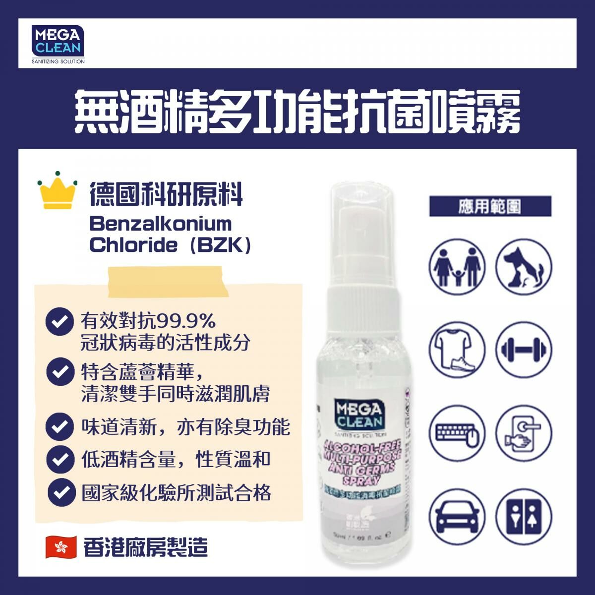 MegaClean - Alcohol-free Multi-Purpose Sterilizing Spray (50ml)