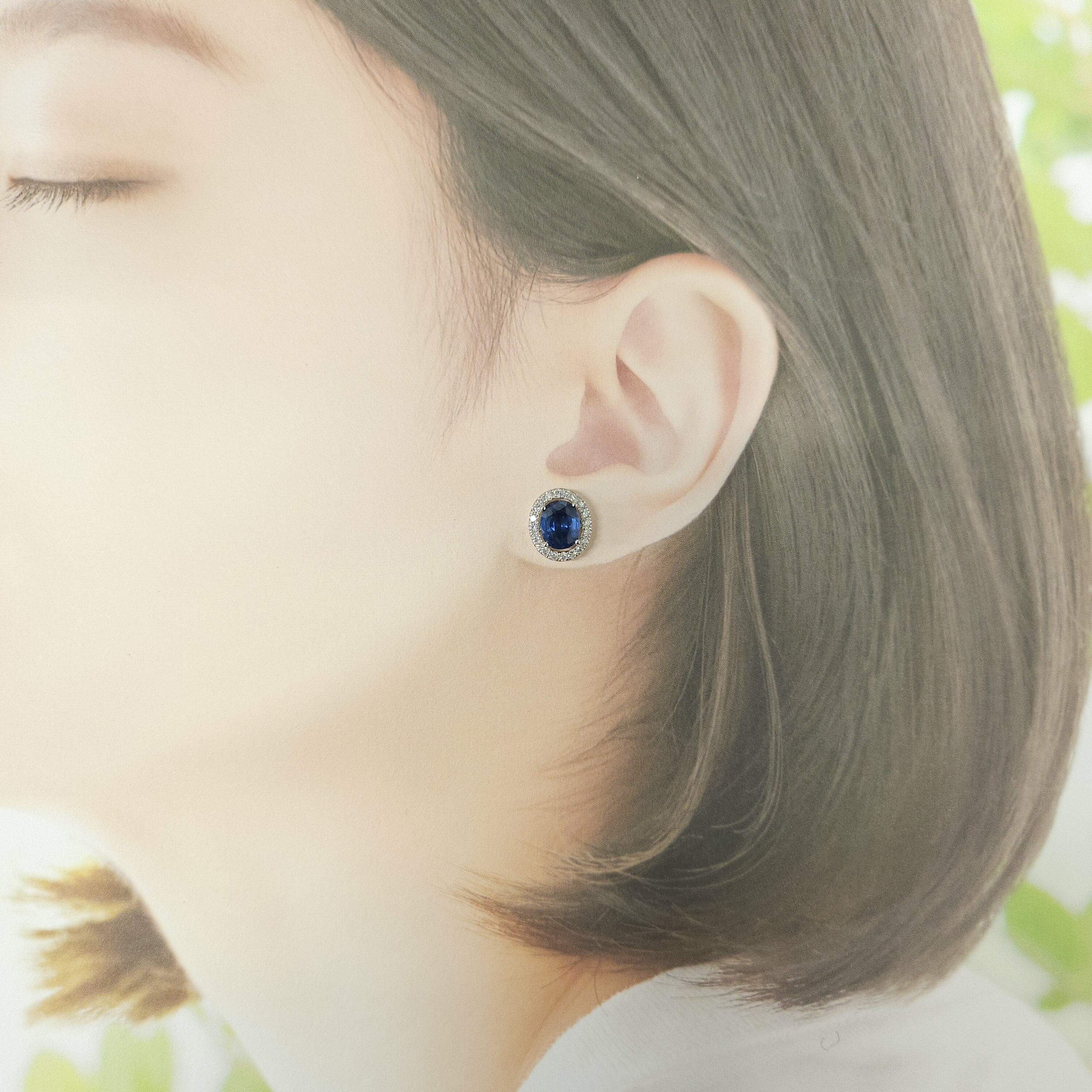 18K White Gold 3.70ct Sapphire and Diamond Earrings