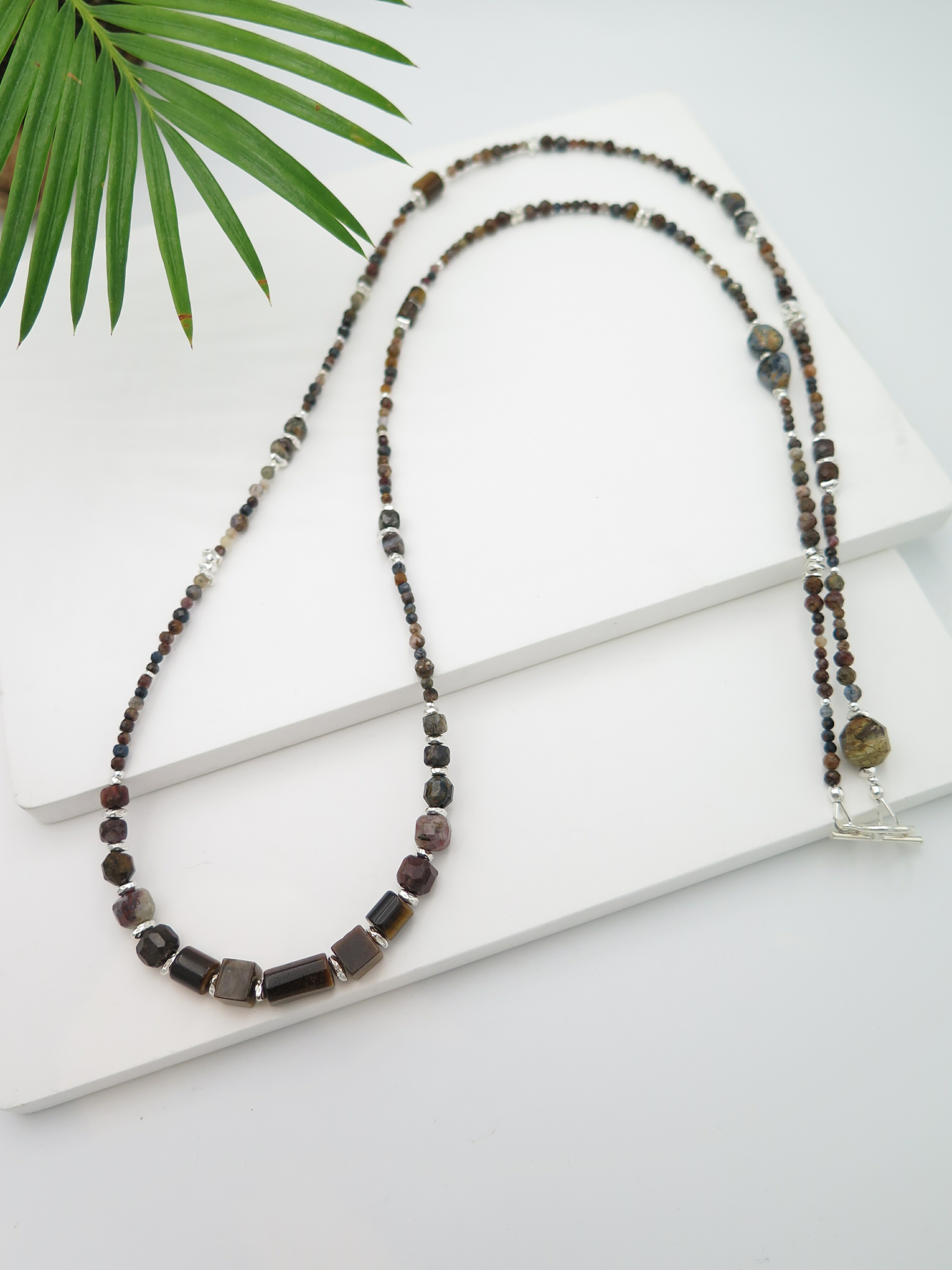 COLE COOL natural Tiger's eyevLong necklace unique present