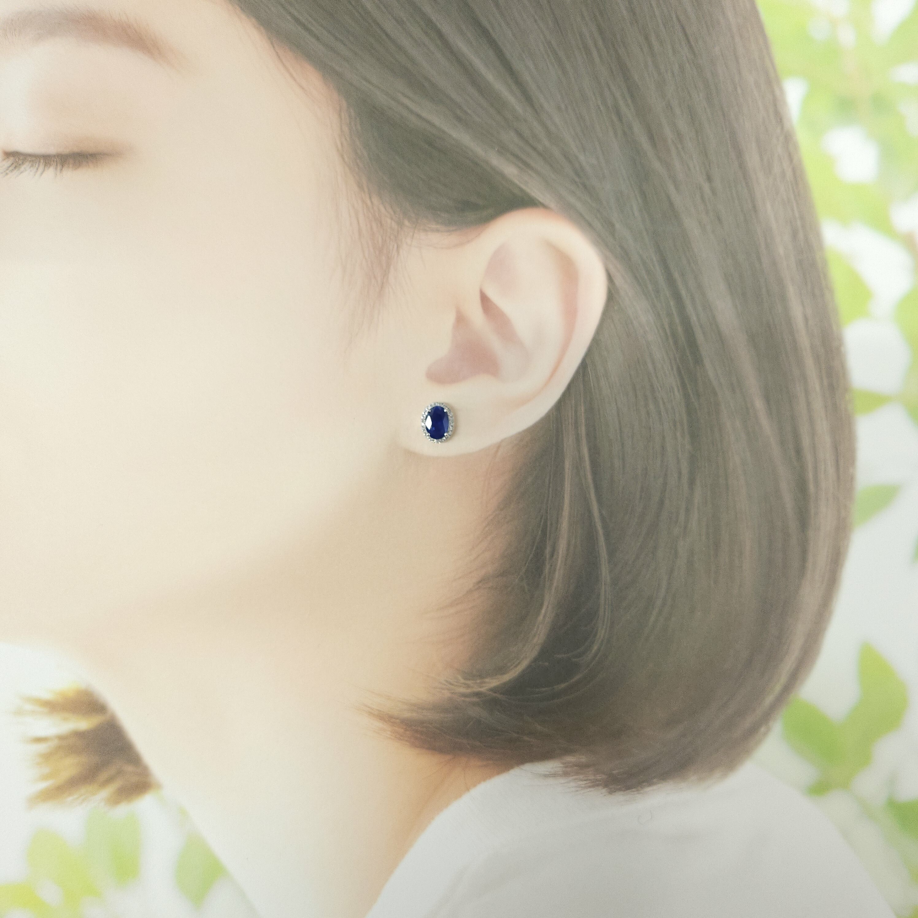 18K White Gold 2.13 Sapphire and Diamond Earrings