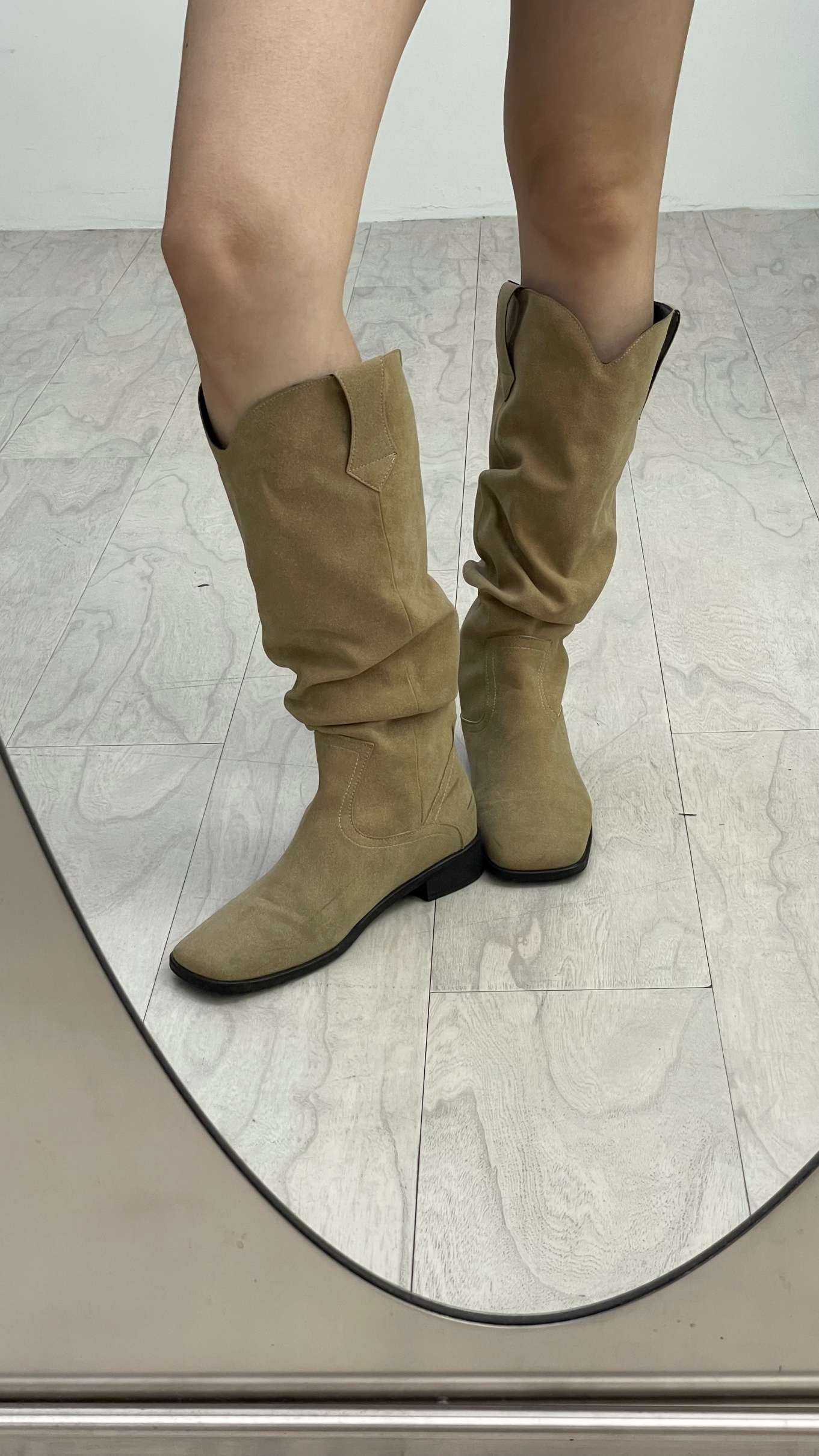 【穿拍樣品】仿麂皮西部靴