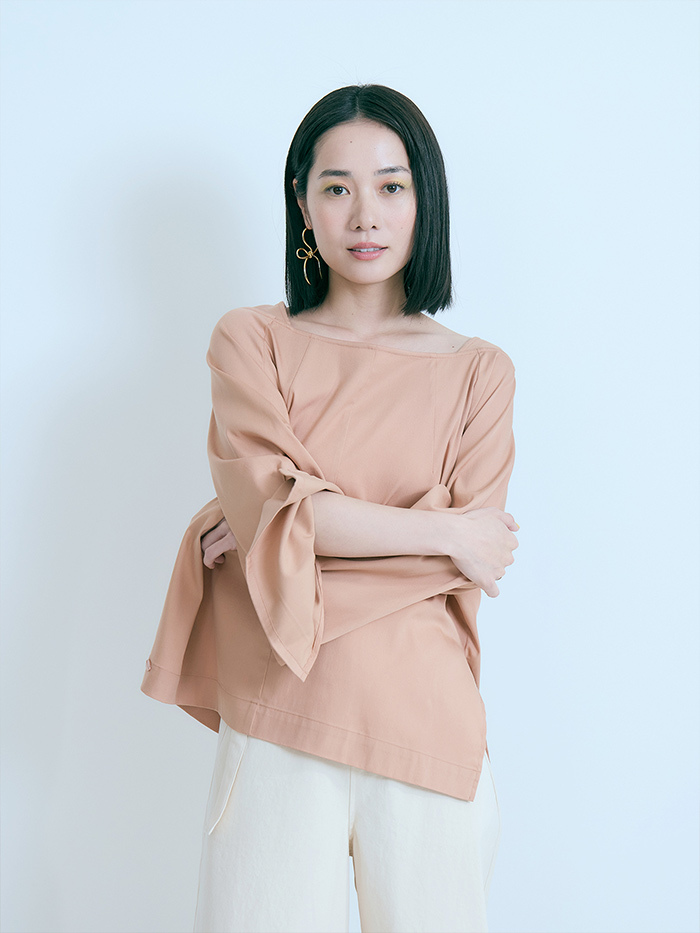 葉脈長袖上衣-早霞