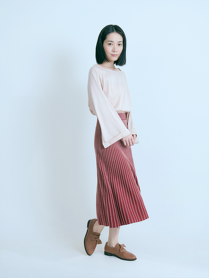 葉脈長袖上衣-薔薇