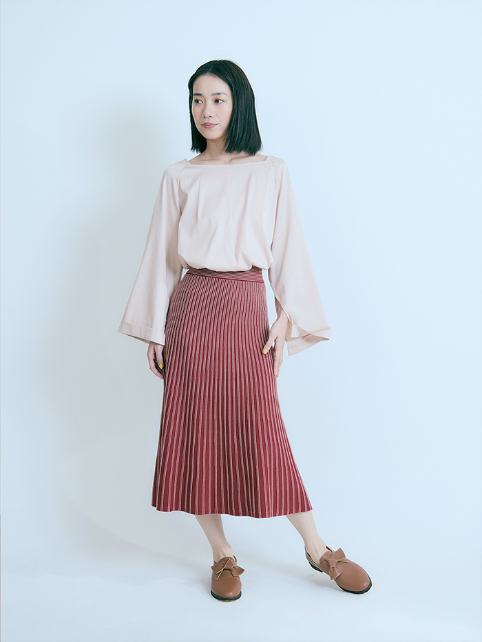 葉脈長袖上衣-薔薇