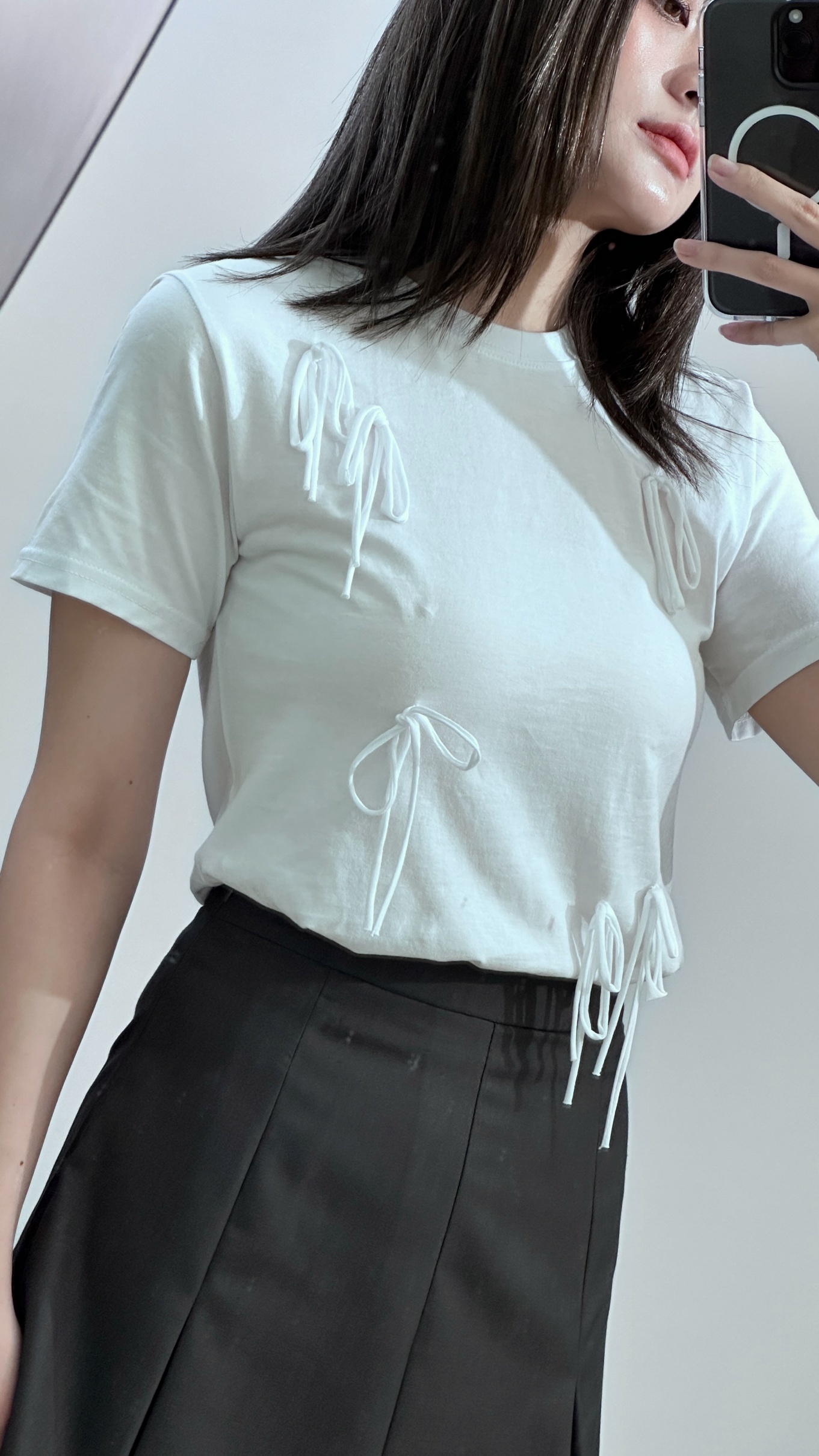 【瑕疵】蝴蝶結短袖上衣-白