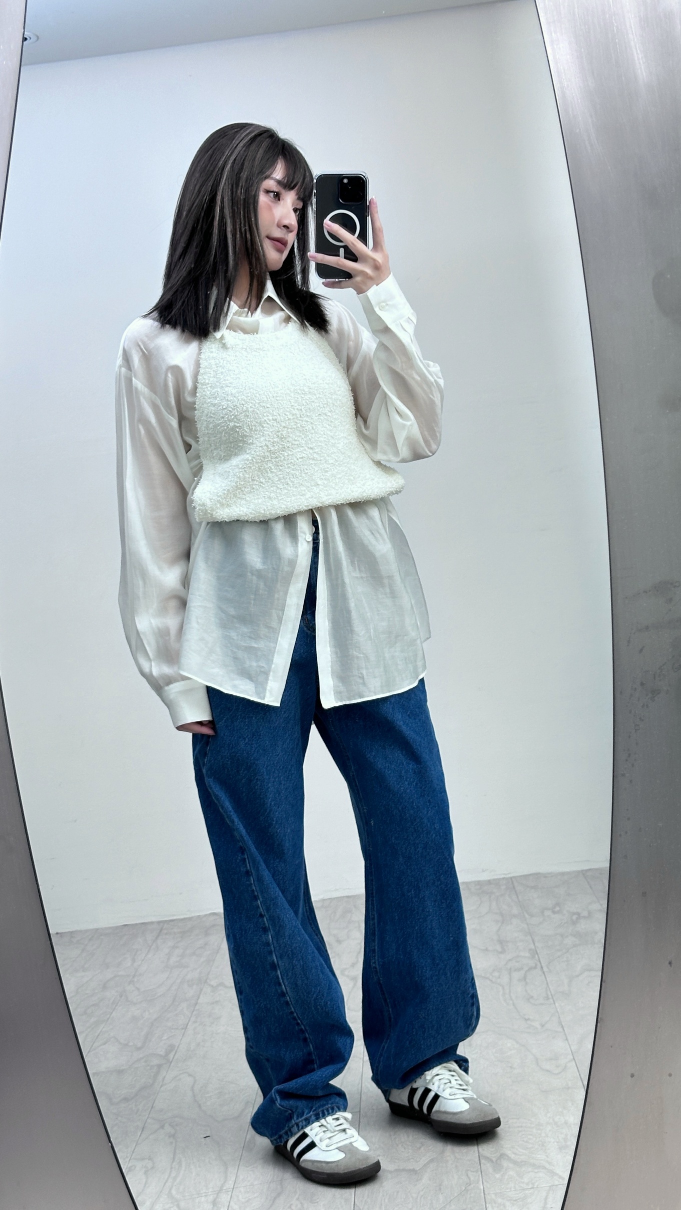 毛絨布掛脖露背上衣-白