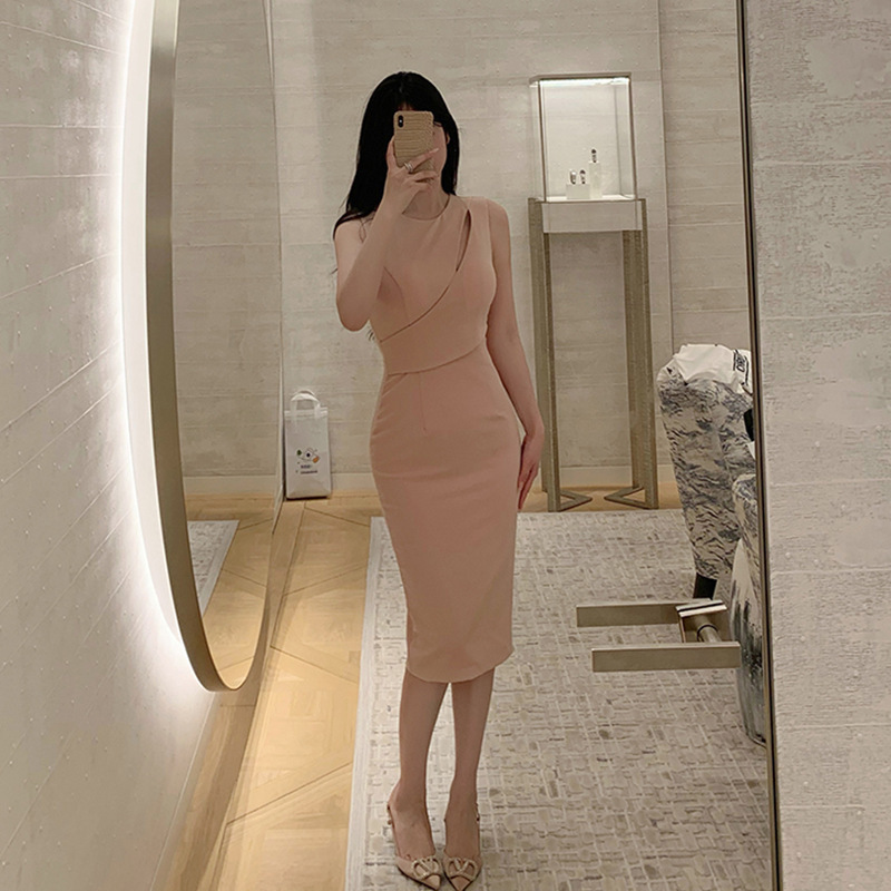 質感名媛 心機簍空收腰洋裝(黑/白/裸粉)