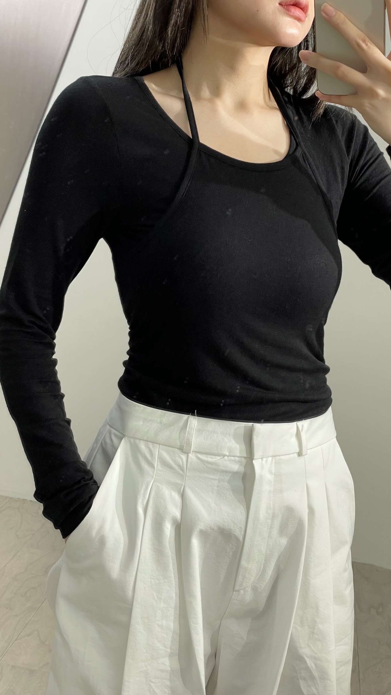 【瑕疵】小心機假兩件掛脖上衣