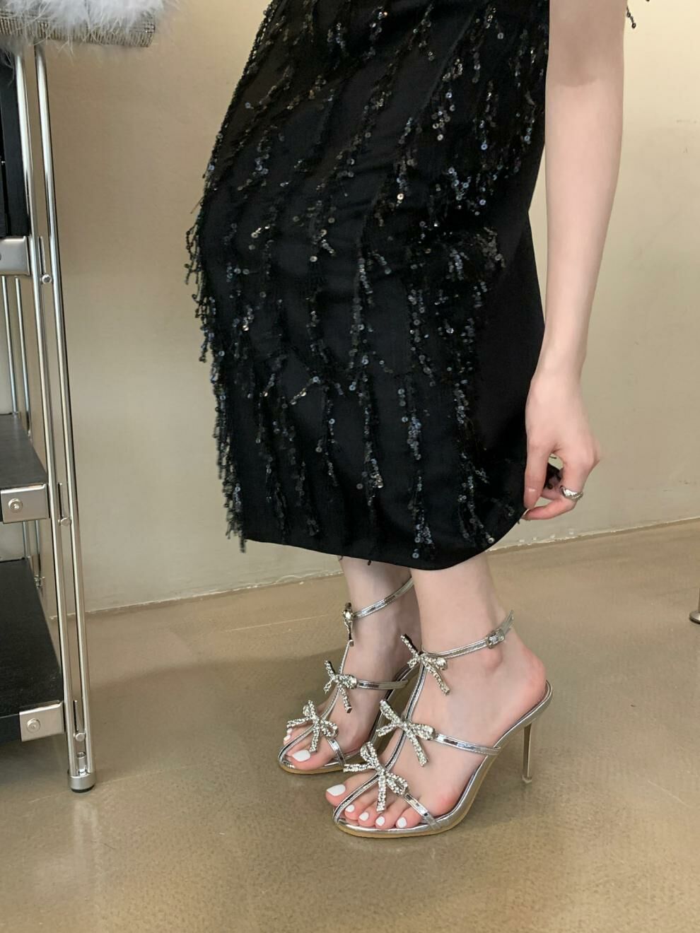 鏡面蝴蝶結 跟拖/涼鞋(35-40)