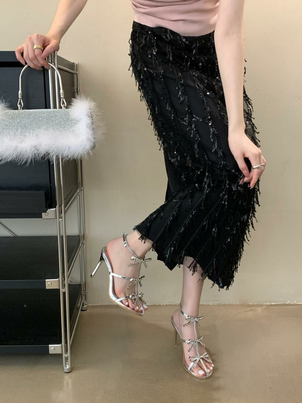 鏡面蝴蝶結 跟拖/涼鞋(35-40)