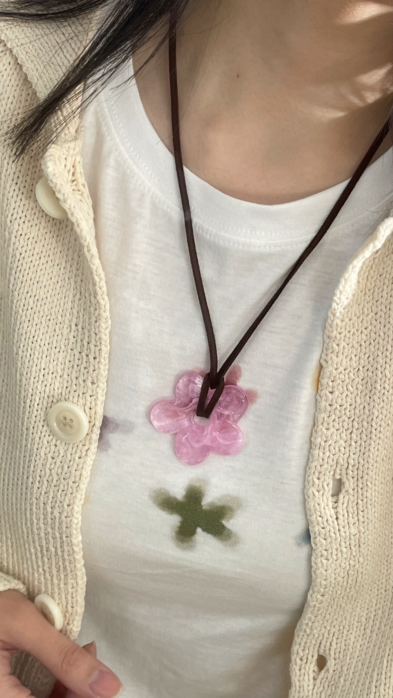 渲染小花綁繩項鍊